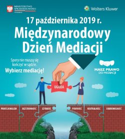 plakat z napisem 17 października 2019 r, Międzynarodowy Dzień Mediacji